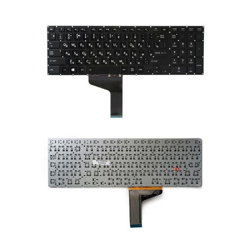 Клавиатура для ноутбука Toshiba Satellite P50, P55 Series. Г-образный Enter. Черная, без рамки. С подсветкой. PN: 9Z.N7TSV.021, 0KN0-C35RU11. 