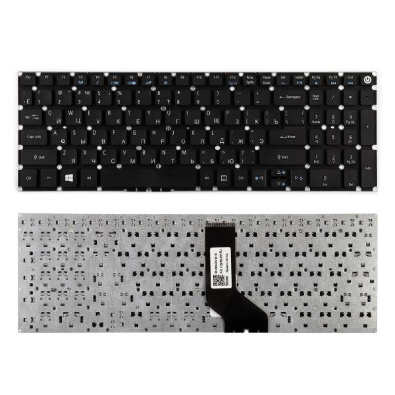 Клавиатура для ноутбука Acer Aspire E5-522, E5-573, E5-722 Series. Г-образный Enter. Черная, без рамки. PN: NK.I1513.006