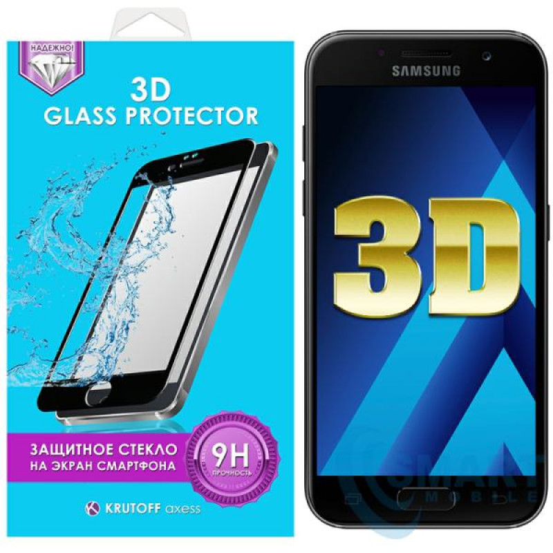Защитное стекло для Samsung Galaxy A320F A3 (2017) (черный) (полное покрытие) (тех.пак.)