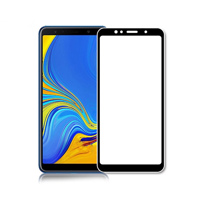 Защитное стекло для Samsung Galaxy A750F A7 (2018) (черный) (полное покрытие) (тех. пак.)
