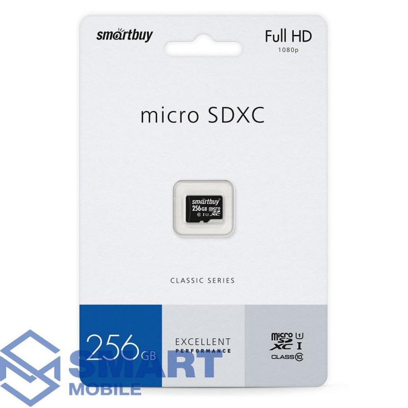 Карта памяти 256Gb microSD Smartbuy Class UHS-I U1 90MB/s + SD адаптер