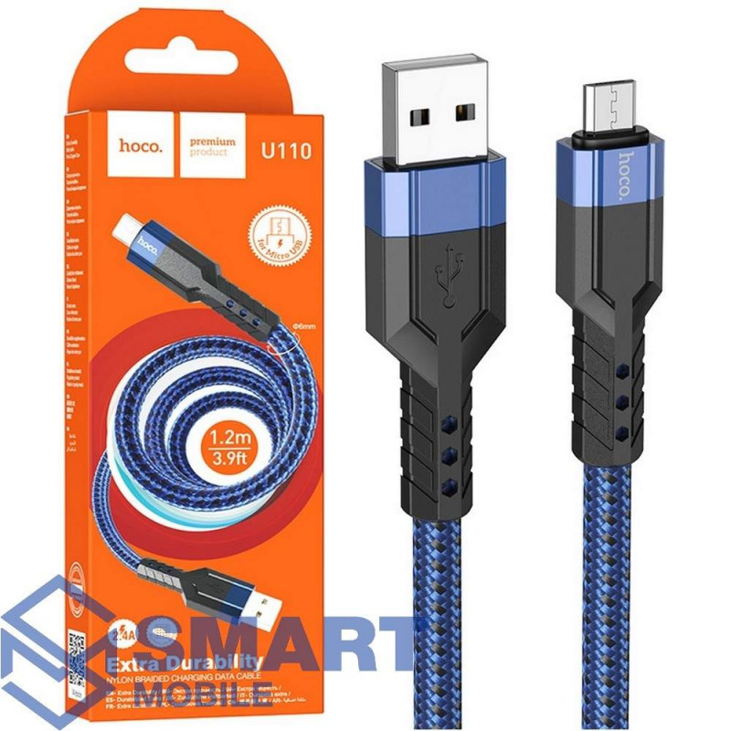 USB Кабель Mico USB 1.2м Hoco U110 (синий)