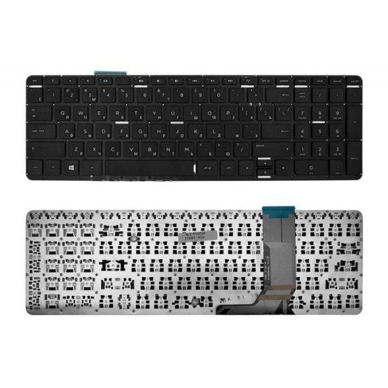 Клавиатура для ноутбука HP 15-j000, 17-j000 Series. Плоский Enter. Черная, без рамки. Русифицированная
