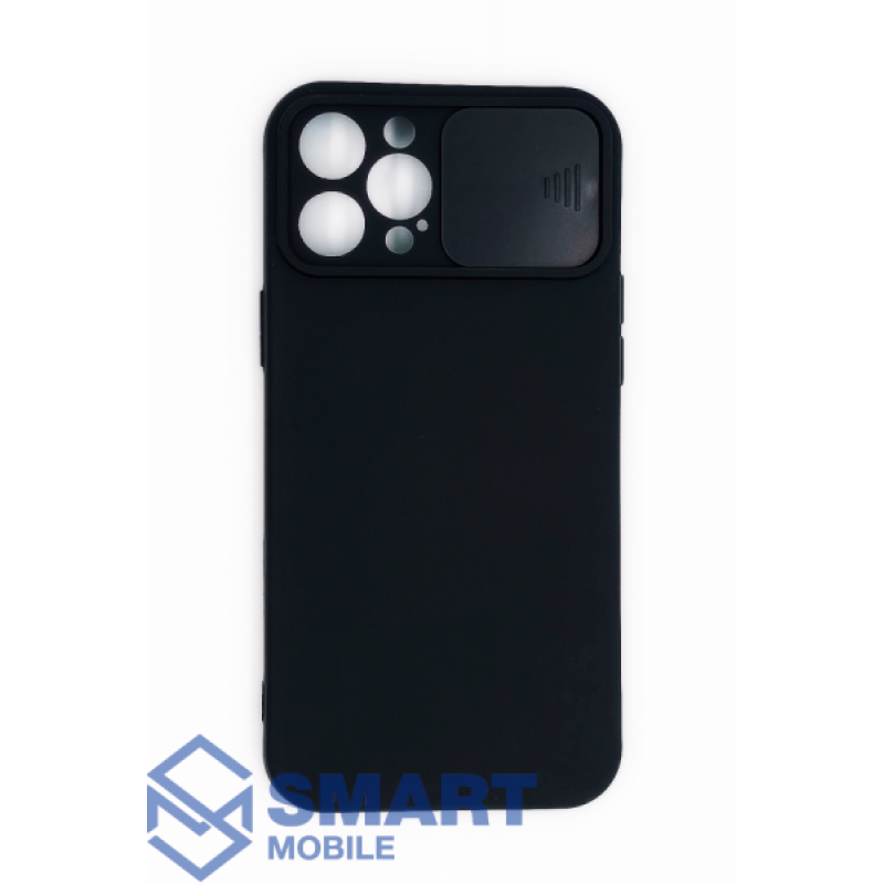 Чехол для iPhone 12 Pro Max силиконовый, с защитой камеры (черный)