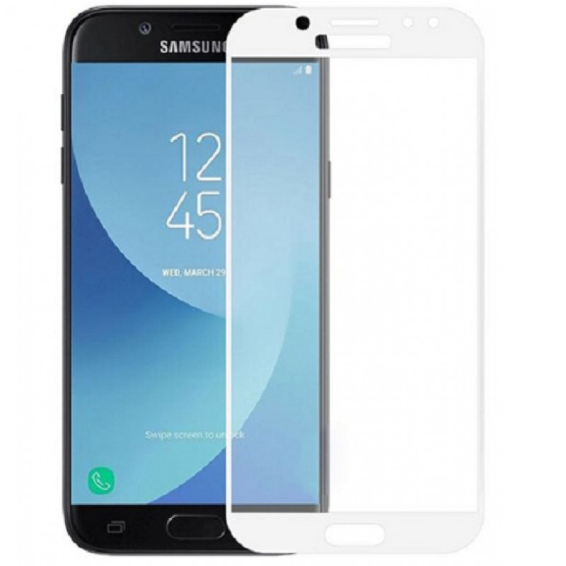 Защитное стекло для Samsung Galaxy J330F J3 (2017) (белый) (полное покрытие)