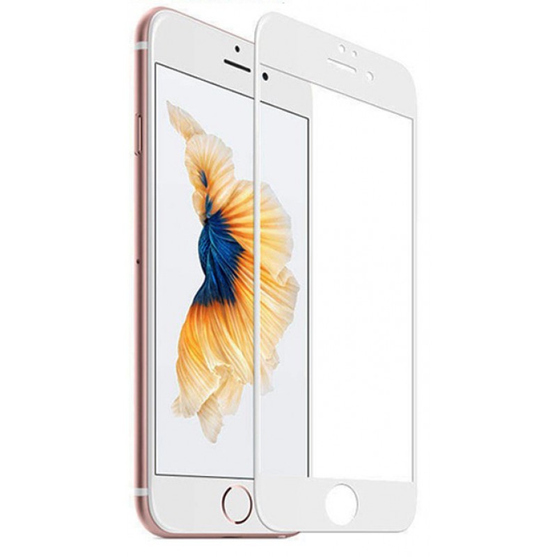 Защитное стекло для iPhone 6/6S (белый) (полное покрытие) (тех.пак.)