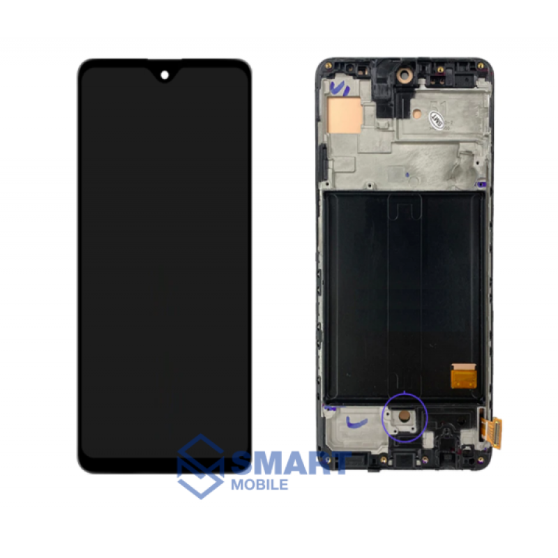 Дисплей для Samsung A515F Galaxy A51 + тачскрин + рамка (черный) (OLED) полноразмерный