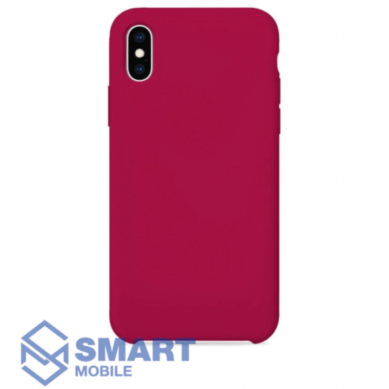 Чехол для iPhone X/XS "Silicone Case" (вишневый) с лого