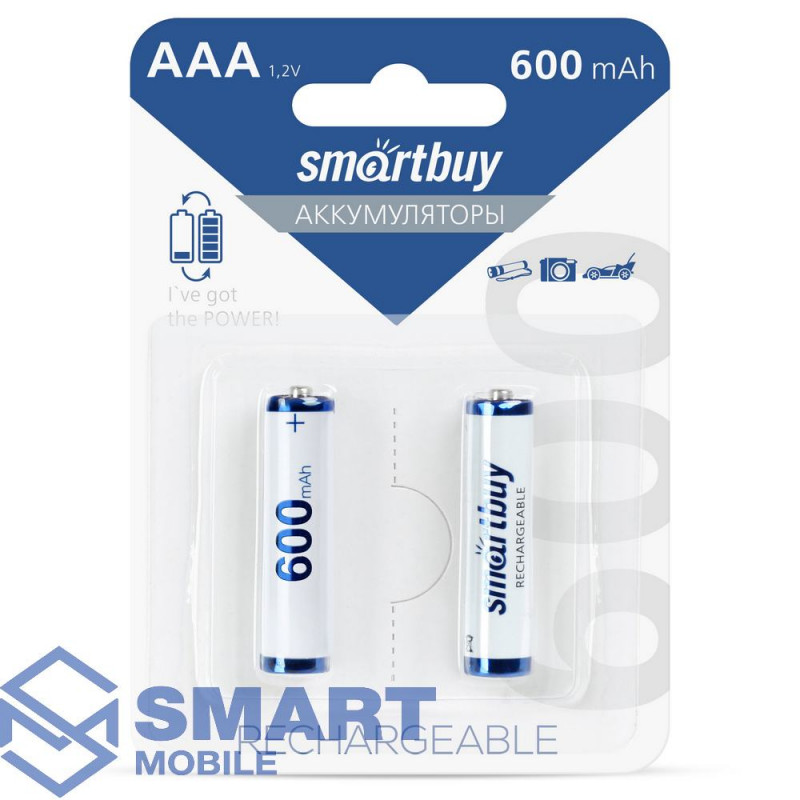 Аккумулятор Smartbuy NiMh AAA/2BL (600 mAh) (SBBR-3A02BL600) (1шт)
