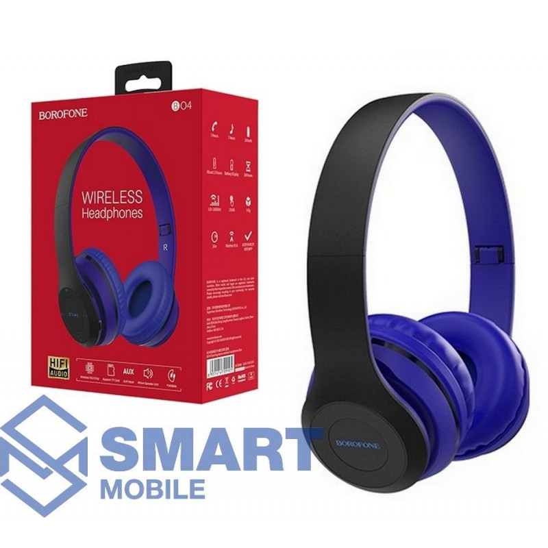 Наушники (гарнитура) (Bluetooth) полноразмерные беспроводные Borofone BO4 (синий)