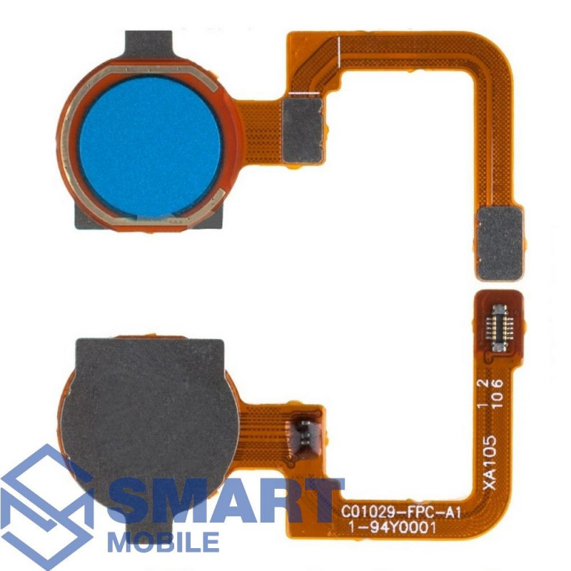 Шлейф для Realme C15 + сканер отпечатка пальца (синий)