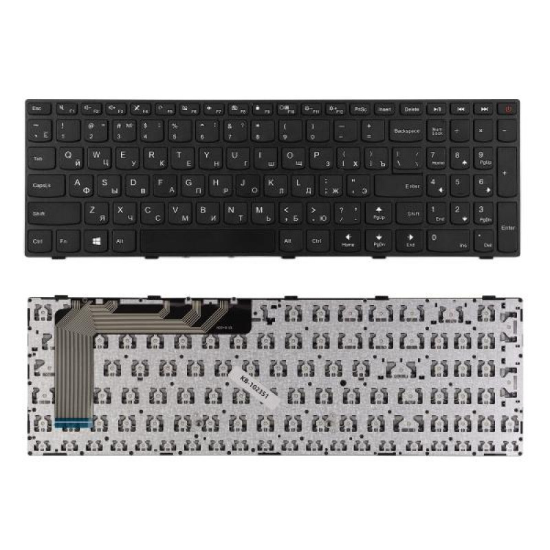 Клавиатура для ноутбука Lenovo IdeaPad 110-15ISK Series. Плоский Enter. Черная, с рамкой. Русифицированная. PN: 5N20l25910, PK1311W1A05, PK131NT1A05. 