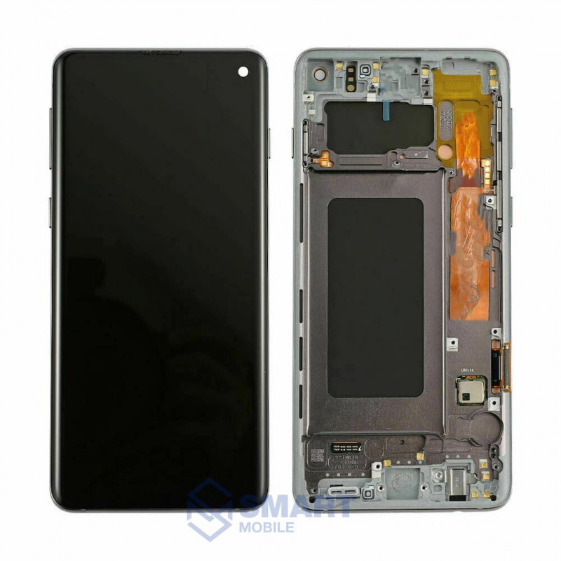 Дисплей для Samsung Galaxy G973F S10 + тачскрин в рамке (серебро) сервисный 100%