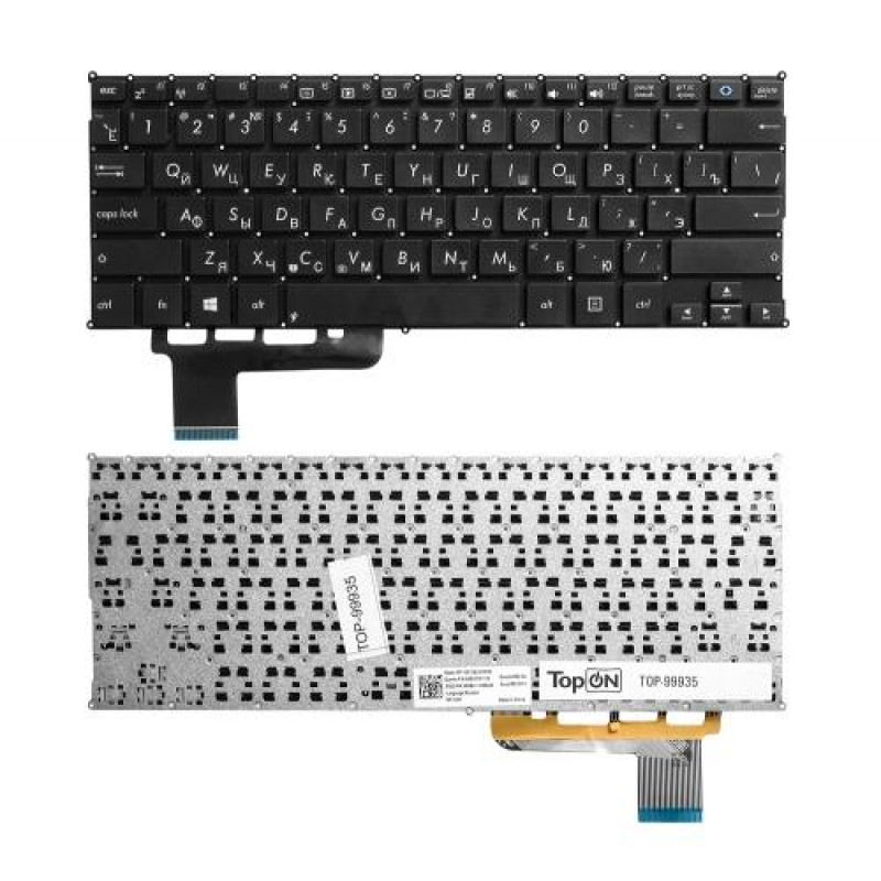 Клавиатура для ноутбука Asus X201, X202, S200 Series. Плоский Enter. Черная, без рамки. PN: 0KNB0-1122US00