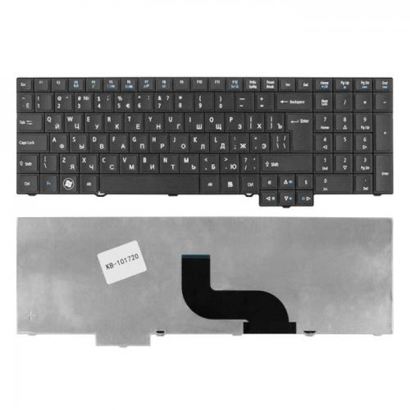 Клавиатура для ноутбука Acer TravelMate 5760, 7750, 6595TG Series. Г-образный Enter. Черная, без рамки. PN: 9Z.N6SSQ.00R