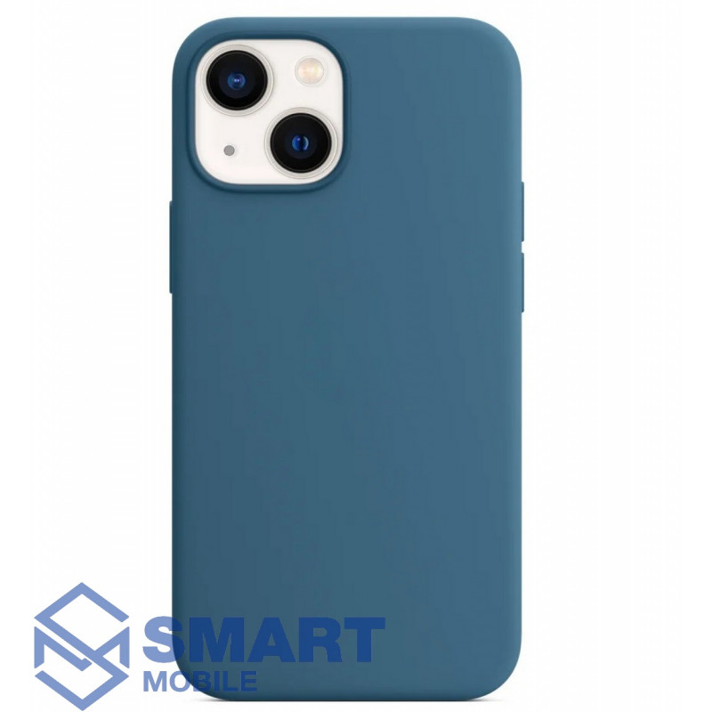 Чехол для iPhone 13 "Silicone Case" (стальной синий) с лого