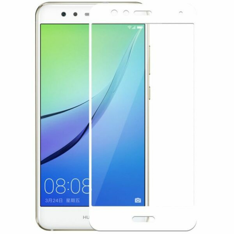 Защитное стекло для Huawei P10 (белый) (полное покрытие) (тех.пак.)