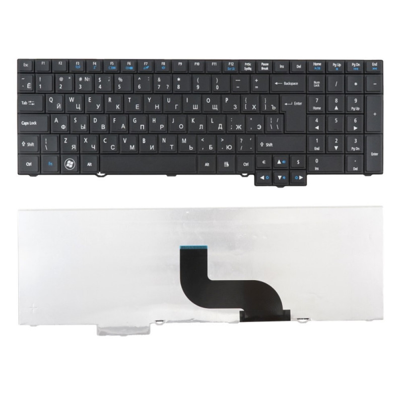 Клавиатура для ноутбука Acer TravelMate 5760, 7750, 6595TG Series. Плоский Enter. Черная, без рамки. PN: 9Z.N6SSQ.00R.