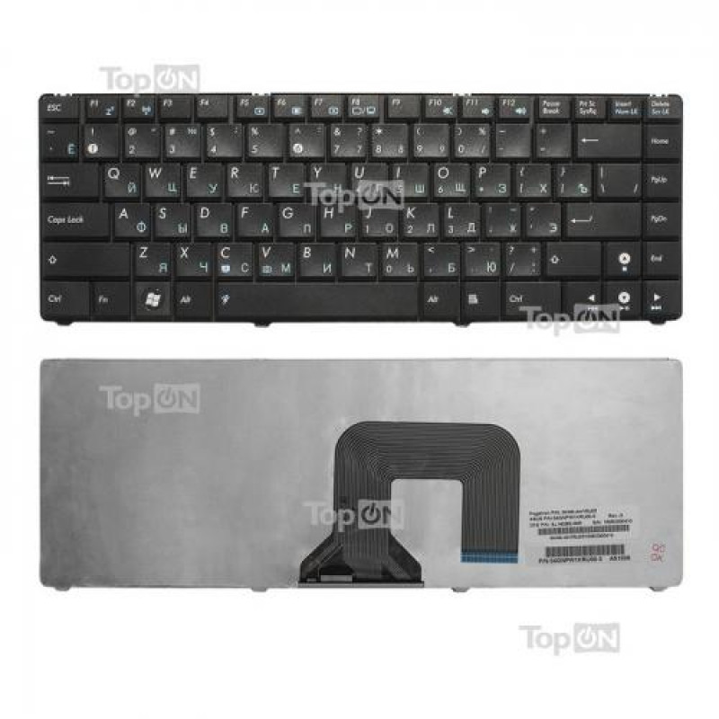 Клавиатура для ноутбука Asus N20, N20A, N20H Series. Плоский Enter. Черная, без рамки. PN: NSK-UB00R
