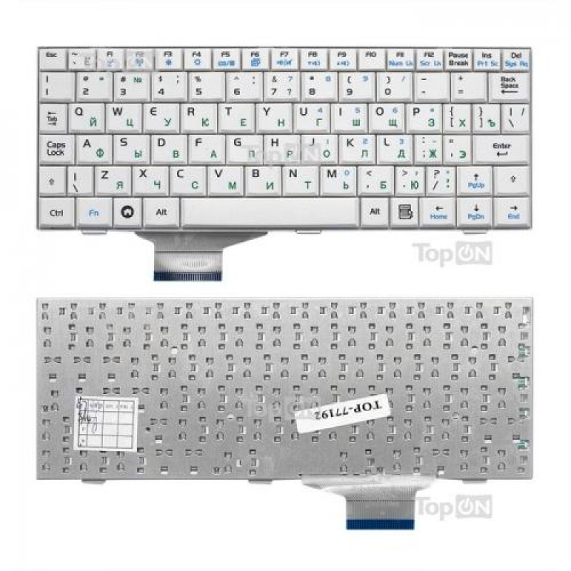 Клавиатура для ноутбука Asus Eee PC PC 700, 900, 4G Series. Плоский Enter. Белая, без рамки. PN: V072462BS2