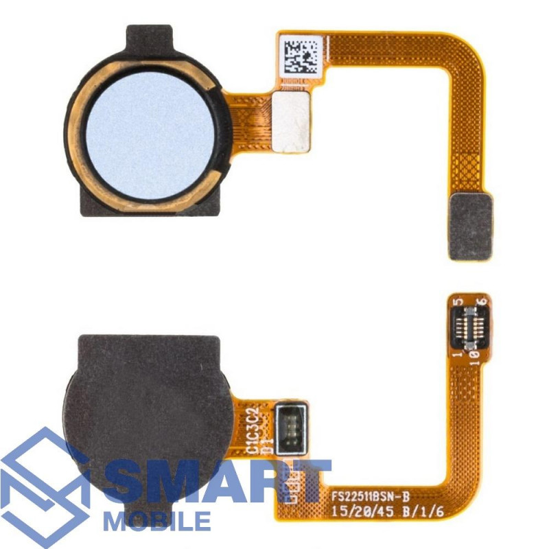 Шлейф для Realme C15 + сканер отпечатка пальца (серебро)