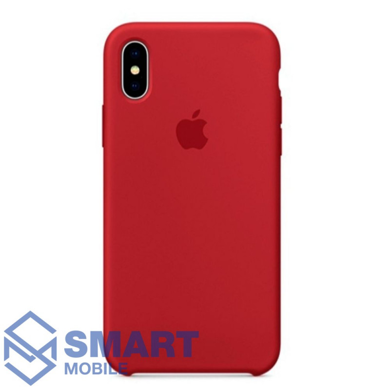 Чехол для iPhone X/XS "Silicone Case" (ягодно-матовый) с лого
