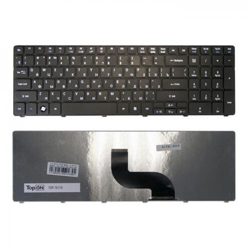 Клавиатура для ноутбука Acer Aspire 5810T, 5410T, 5820TG, 5738, 5739, 5542, 5551, 5553G, 5741G Series 7250G. Плоский Enter. Черная, с рамкой. PN: NSK-AL10R
