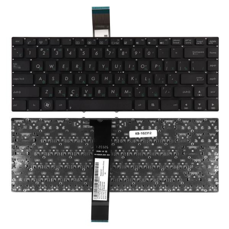 Клавиатура для ноутбука Asus G46, G46V, G46VW Series. Плоский Enter. Черная, без рамки. PN: 0KN0-MF1US23