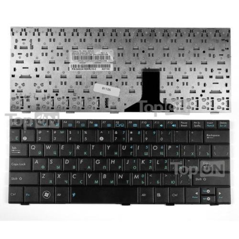 Клавиатура для ноутбука Asus Eee PC 1001P, 1001PX, 1005P Series. Плоский Enter. Черная без рамки. PN: MP-09A33SU-5282