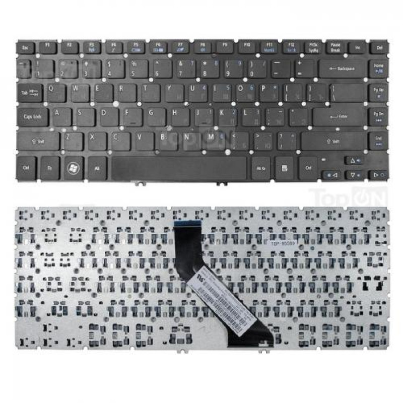 Клавиатура для ноутбука Acer Aspire V5-431, V5-471, M3-481 Series. Г-образный Enter. Черная без рамки. PN: NSK-R24SW 0R