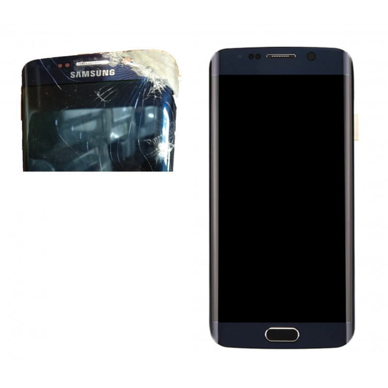Дисплей для Samsung Galaxy G925F S6 Edge + тачскрин в рамке (синий) снятый уценка (под переклейку)