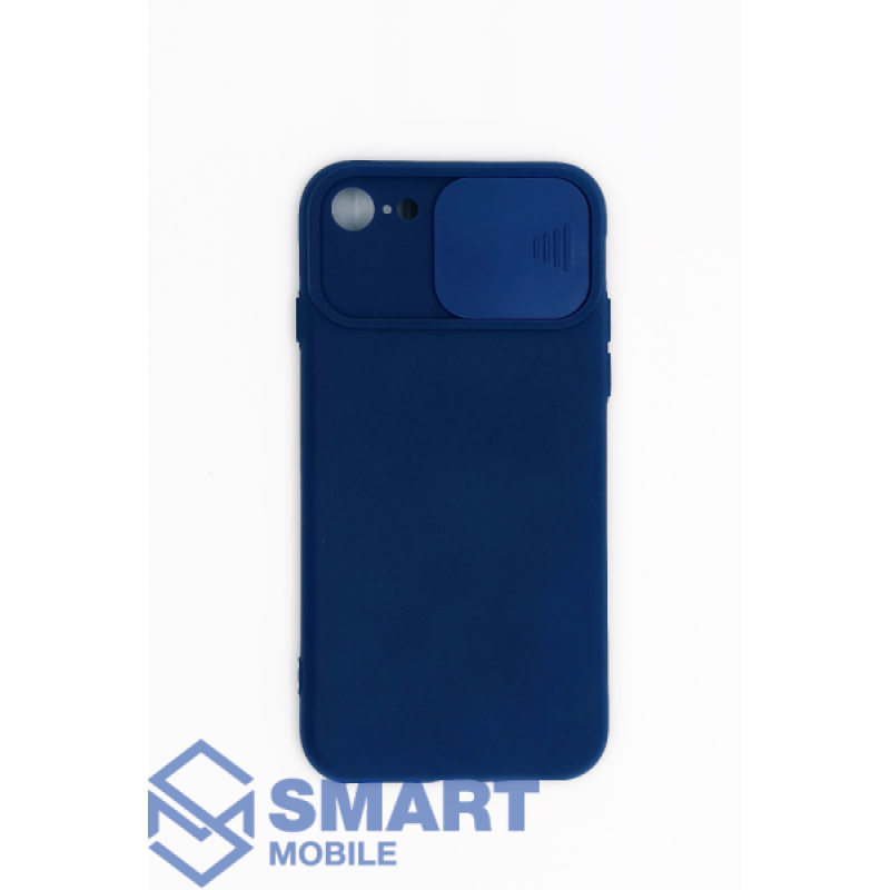 Чехол для iPhone 7/8/SE (2020) силиконовый, с защитой камеры (синий)