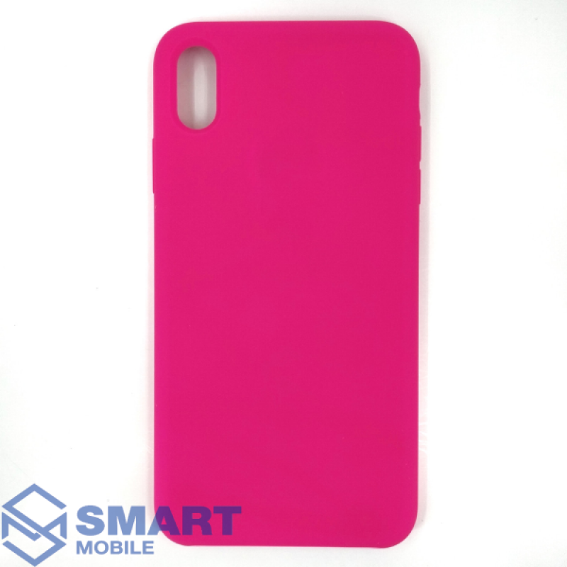 Чехол для iPhone X/XS "Silicone Case" (ярко-розовый) с лого