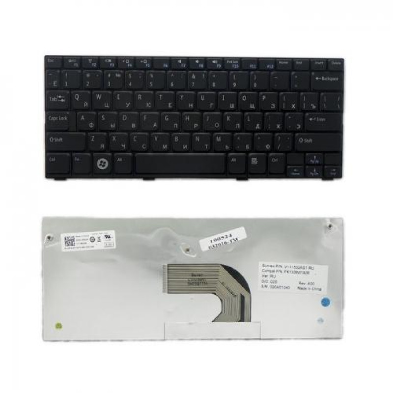 Клавиатура для ноутбука Dell Inspiron Mini 1012, 1018 series. Плоский Enter. Черная, без рамки. PN: MP-09K63SU-698