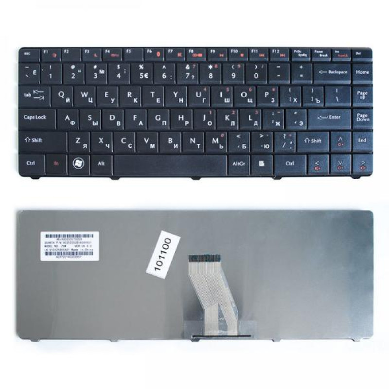 Клавиатура для ноутбука Acer eMachines D525, D725, Aspire 4732, 4732z Series. Плоский Enter. Черная, без рамки. PN: AE30255TI