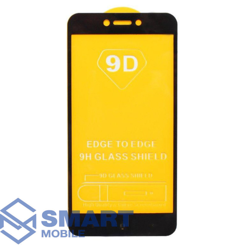 Защитное стекло для Xiaomi Redmi 5A/4X/Redmi GO (черный) (полное покрытие) (тех.пак.)